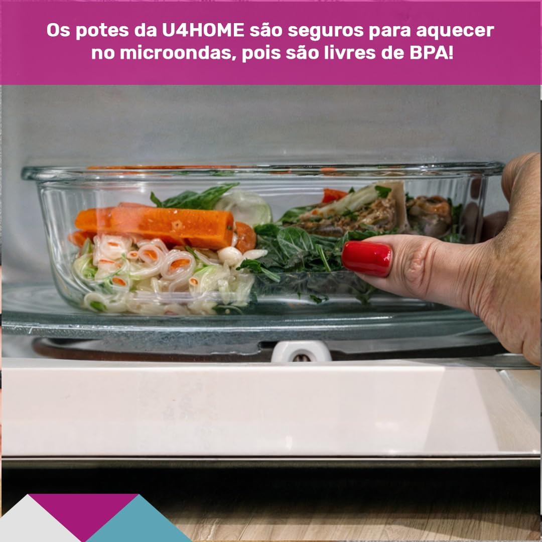 Conjunto 20 Potes Vidro Hermético Marmita Mantimento 640ml (Branco)